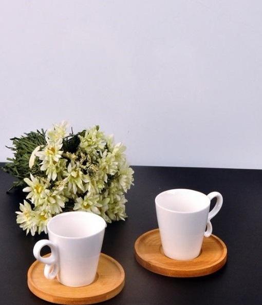 Bayev Beyaz 2 Kişilik Fincan Takımı Ve Ahşap Altlığı 101098-18-