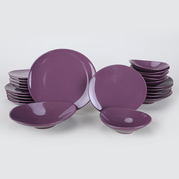 Set de table ovale violet 48 pièces pour 12 personnes | Keramika