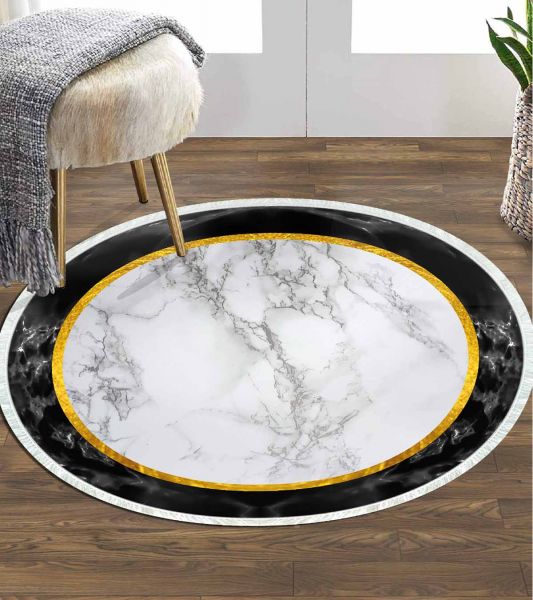 Birkilim Yuvarlak Yıkanabilir Dekoratif Halı İpeksi Kaymaz Taban | MLN-IP-YU-HY-954