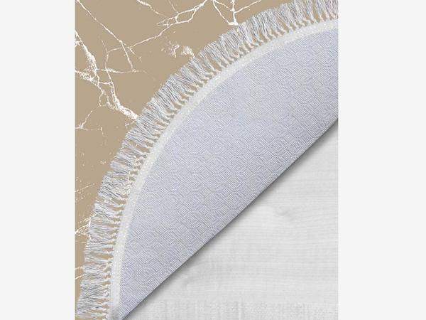 Oval Saçaklı 2'li Banyo Paspas Takımı Crack Wall Kahve Beyaz