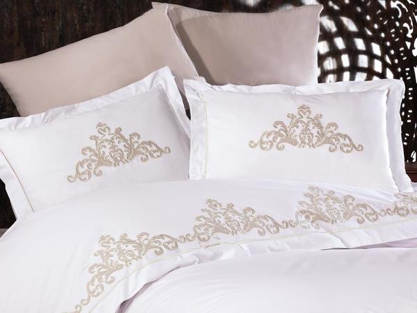 Ensemble Linge Brodé Swan Crème