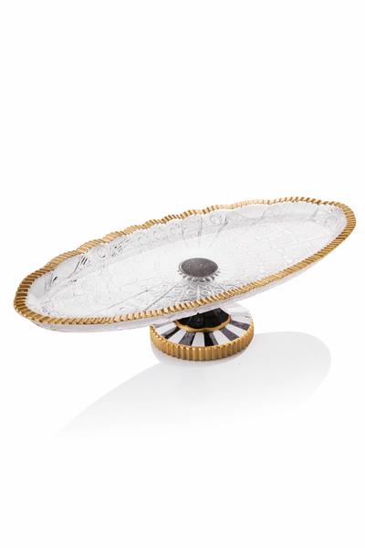 Queen's Kitchen | Lüx Şeffaf Altın Cam Ayaklı Servis