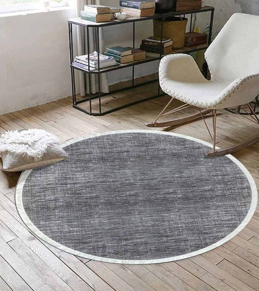 Birkilim Yuvarlak Yıkanabilir Dekoratif Halı İpeksi Kaymaz Taban | MLN-IP-YU-HY-1282