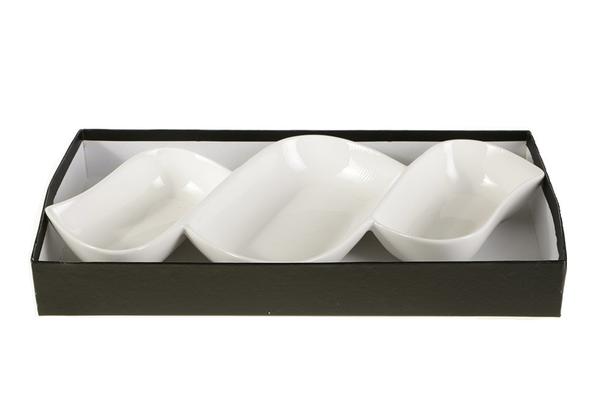 Almina 3 Bölmeli Servis Kasesi Tek Parça | Beyaz | Al-1380