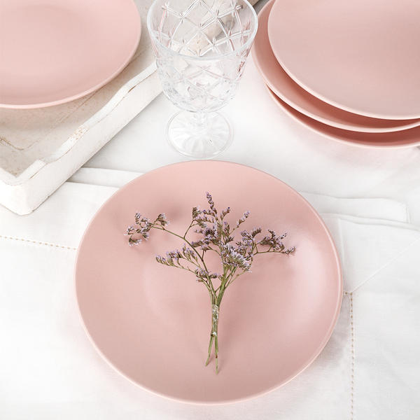 كيك إيجة وردي فاتح غير لامع 20 سم 6 قطع | كيراميكا