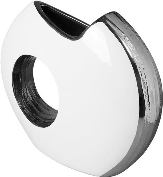 Almina Seramik Dekoratif Vazo | 25 cm | Beyaz | Al-9249