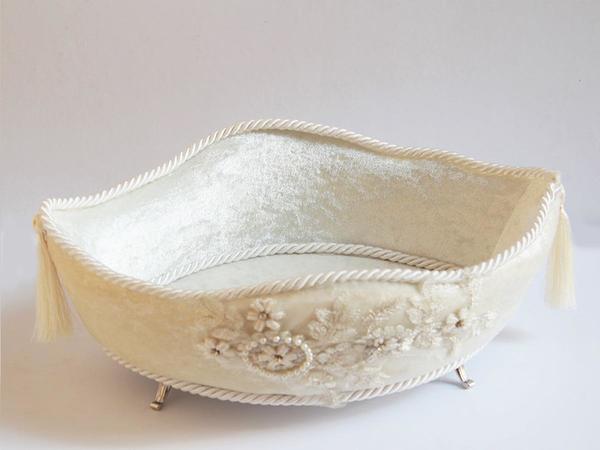 Daisy Püsküllü Gondol Lüx Havlu Sepeti Krem