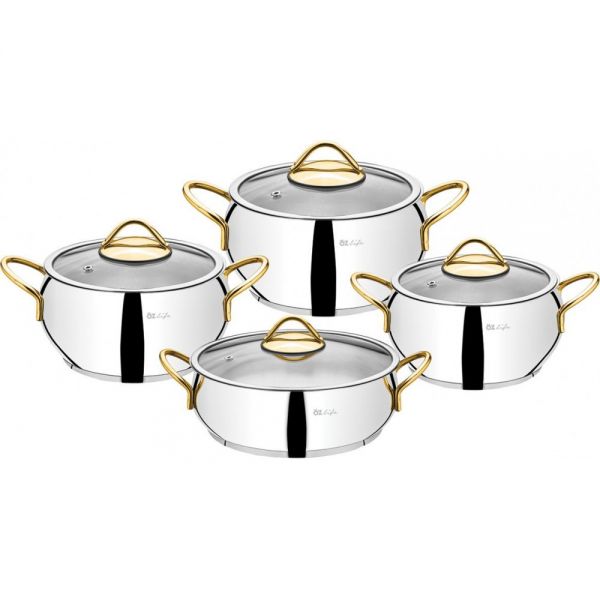 Öz Life | Anka 8 Parça Sade Gold Tencere Seti