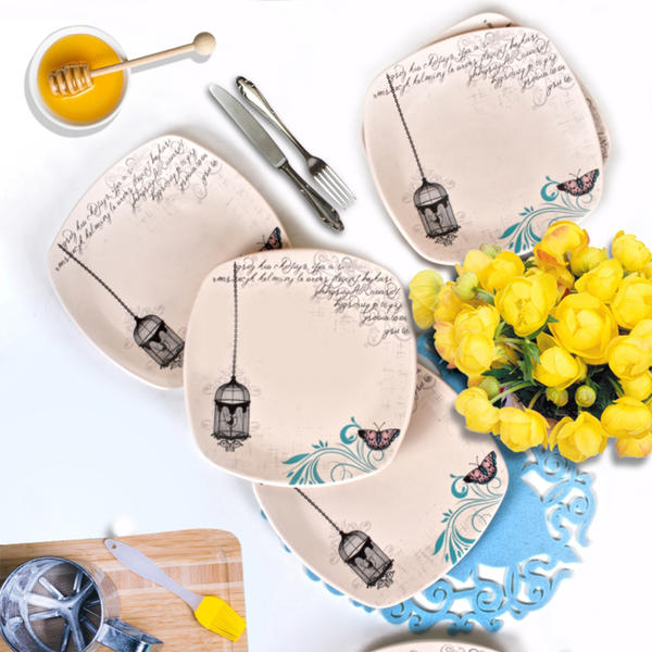 Retro Service Platte 27 cm 6 Stück | Keramika