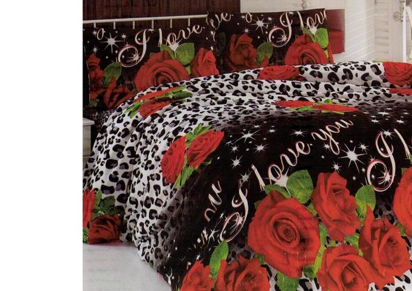 Hoffmanns Cotton Çift Kişilik Nevresim Takımı 4 Prç I Love You Gül Tasarımı