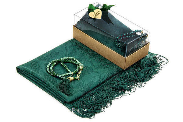 Mevlid Gift Set - Rosary - Shawl Covered - Green Color
