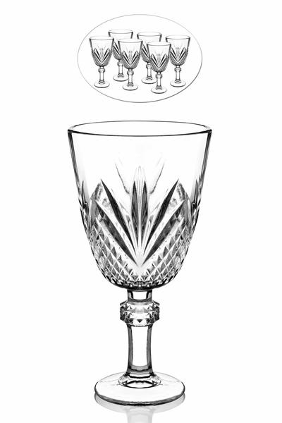 Queen's Kitchen | Kristal Kesme Şık Ayaklı Bardak Takımı 6 Adet