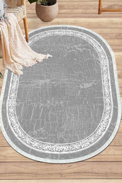 Birkilim Oval Yıkanabilir İpeksi Kaymaz Taban Dekoratif Halı | MLN-IP-O-HY-940