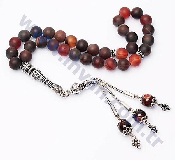 Akik Taşı Tesbih (925 AYAR GÜMÜŞLÜ 8mm)