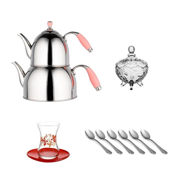 Süper Çay Seti | Çaydanlık | Çay Bardağı | Şekerlik | Çay Kaşığı | Super-cay-5