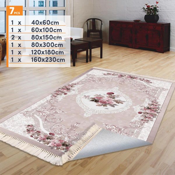 Birkilim 7li Yıkanabilir Halı Seti | MLN-HK072-1-KMP