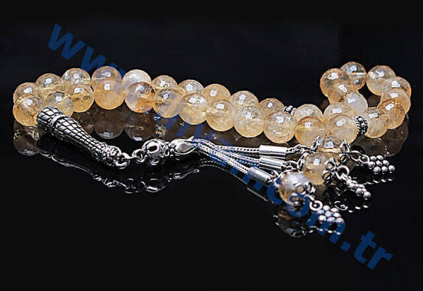 Citrin Stein Rosenkranz (8mm 925 CALIBER SILVER Facettiert)