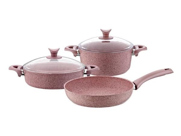 Taç Granit Plus 5 Parça Tencere Seti | Sedef Pembe | TAC-3125