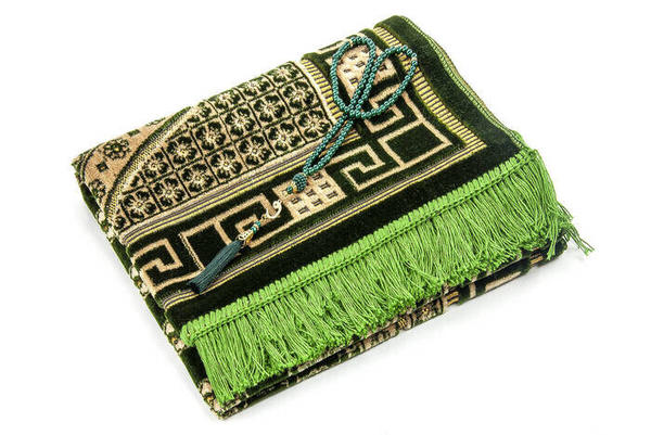 Lüks Kadife Şipinger Seccade Tesbih Hediyeli Açık Yeşil