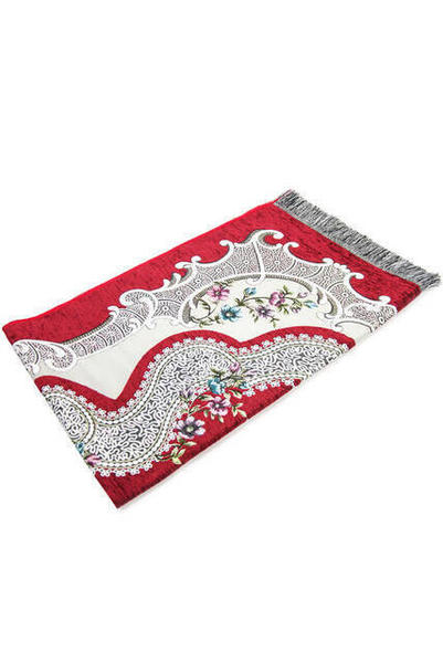 سجادة صلاة الشنيل الوردية - لون أحمر