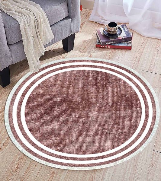 Birkilim Yuvarlak Yıkanabilir Dekoratif Halı İpeksi Kaymaz Taban | MLN-IP-YU-HT-577