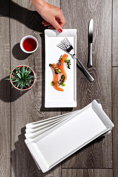 Assiettes de présentation et de service rectangulaires Lux 6 pièces