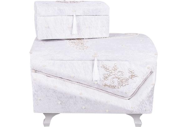 Dekonaz 2'li Dantel İnci Süslemeli Çeyiz Sandığı By-sdk-0007