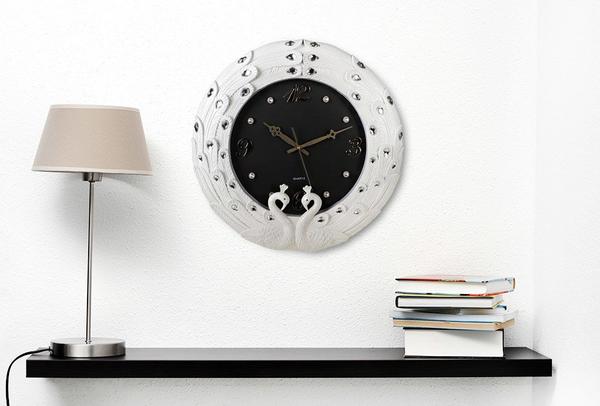 Çınar Rüya Kuğu Tasarım Duvar Saati | Beyaz - Siyah | 6538