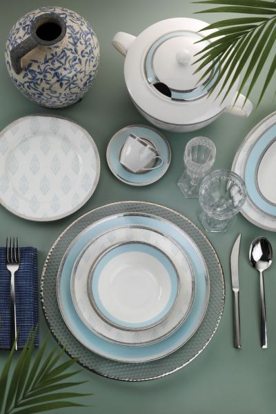 Kütahya Porselen Bone Kalipso 68 Parça 10555 Desenli Yemek Takımı