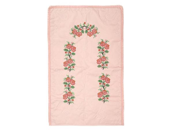 Kanaviçe Nakışlı Soft Seccade Pudra Kırmızı