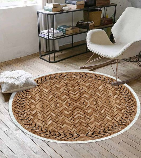 Birkilim Yuvarlak Yıkanabilir Dekoratif Halı İpeksi Kaymaz Taban | MLN-IP-YU-SD-355