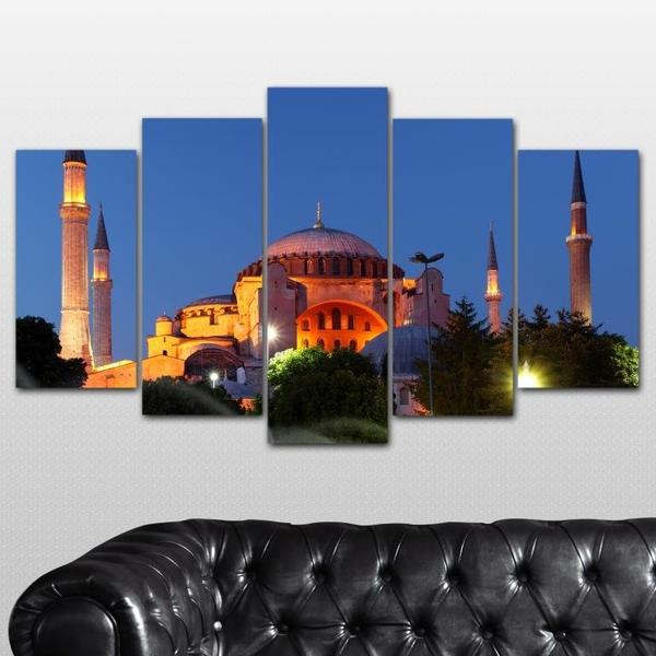 Dekonaz | 5 Teilig | Wandbild | Mdf | Ayosofya Moschee | Islamische und Türkische Kultur | b-4130