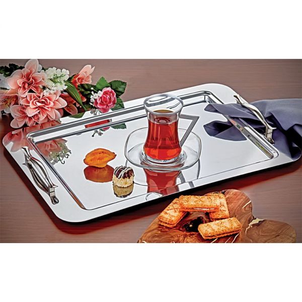 Oz Leben | Asiatisches Teetablett aus Silberstahl