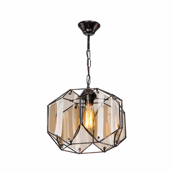 ثريا واحدة من خشب التنوب مع الزنجار الأسود