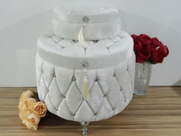 D Model Püsküllü 2 Li Çeyiz Sandığı Beyaz