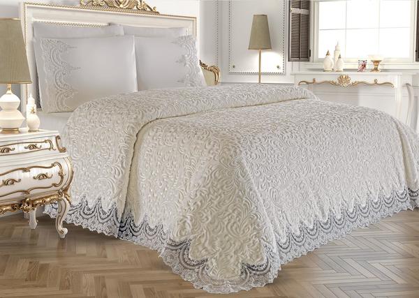 Lisa French Laced Blanket Set Creme
