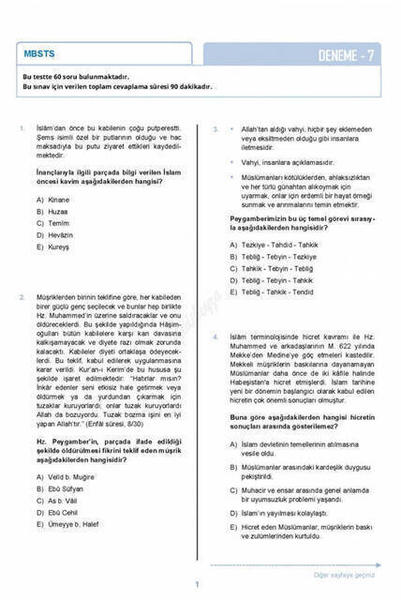 MBSTS El-İhkam Tamamı Çözümlü 7 Deneme