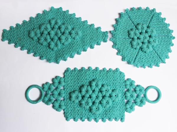 El İşi Mavi Papatya 3 Lü Lif Seti