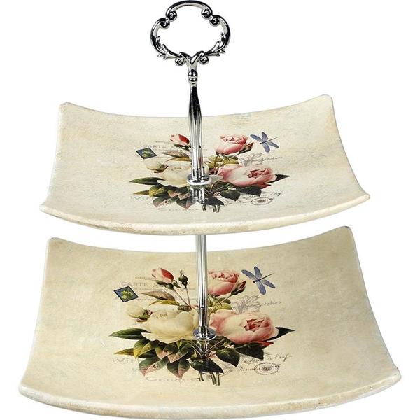 Dematex Etajer 2 Katlı Servis Tabağı | Krem