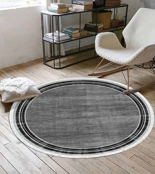 Birkilim Yuvarlak Yıkanabilir Dekoratif Halı İpeksi Kaymaz Taban | MLN-IP-YU-HY-1245