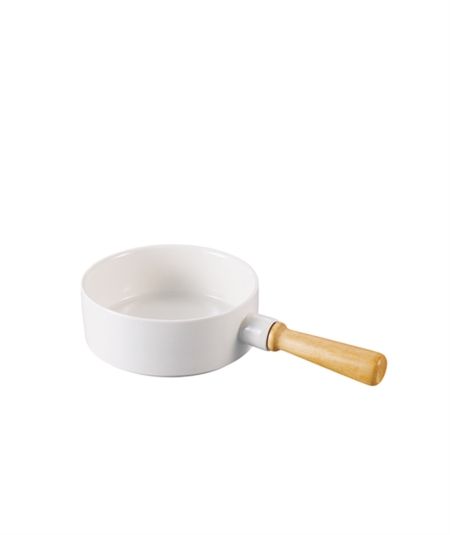 Acar Kitchen | Bamboo Handle Round Porcelain Dish