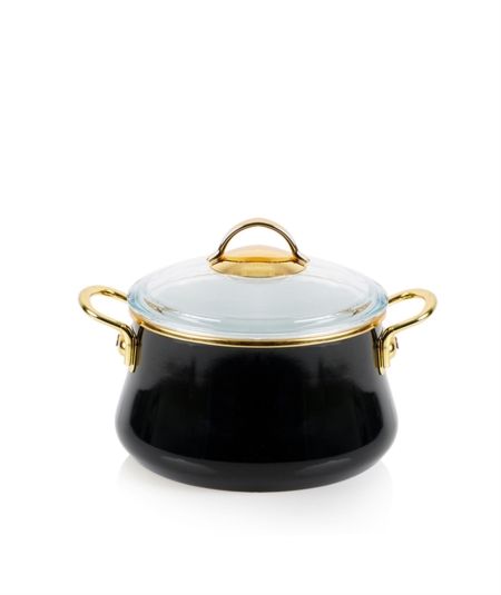 Acar Kitchen | Qualita Enamel 22 Cm New Form Black Cookware
