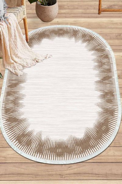 Birkilim Oval Yıkanabilir İpeksi Kaymaz Taban Dekoratif Halı | MLN-IP-O-HY-1183