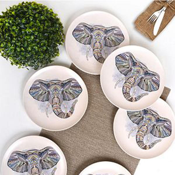 Assiette de Service Éléphant Coloré 25 Cm 6 Pièces - 17792 | Keramika