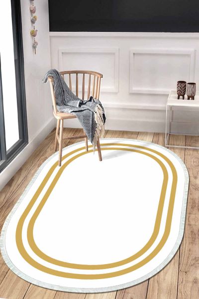 Birkilim Oval Yıkanabilir İpeksi Kaymaz Taban Dekoratif Halı | MLN-IP-O-HT-535
