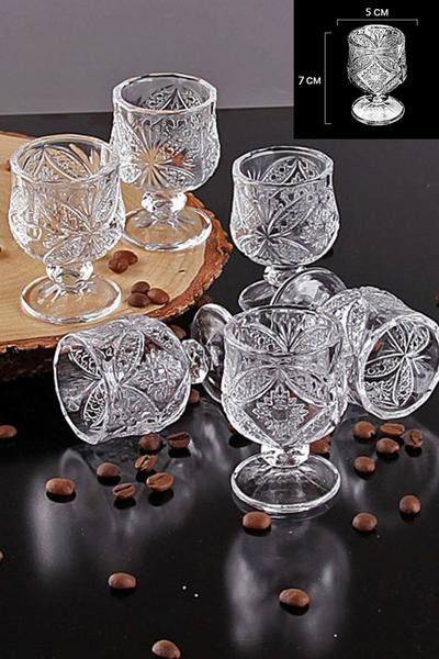 Crystal Cut 6 Coffee Side Water / Liquor Glasses
