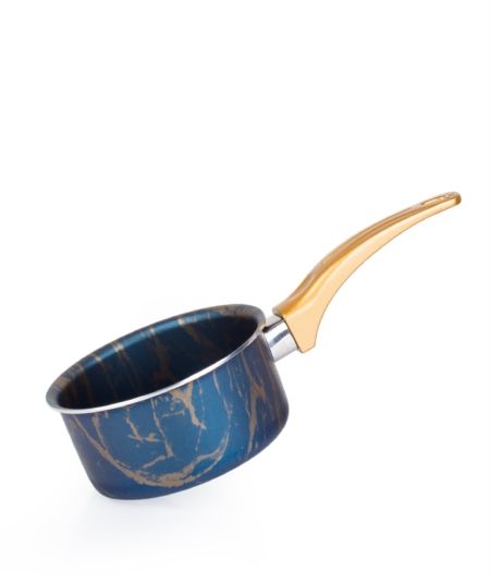 Acar | Mermer Desen Mavi Gold Mini Kaçerola Sütlük 12 Cm