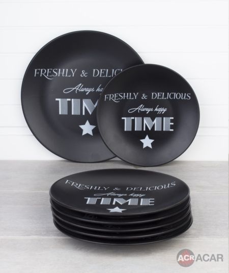 Acar | Assiette à gâteau Ege 7 pièces noir mat