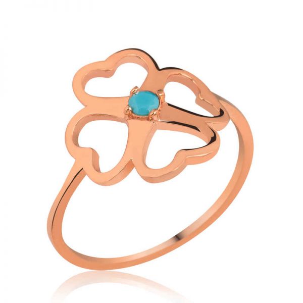 ?Gümüş Kalpli Yonca Bayan Yüzük