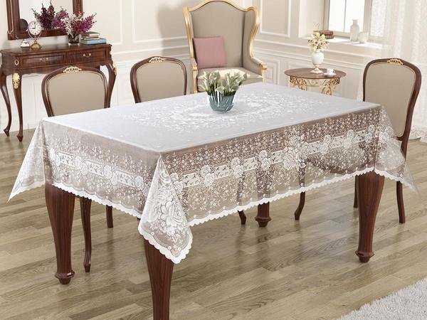 Knitted Panel Pattern Rectangular Tablecloth Sultan Cream
